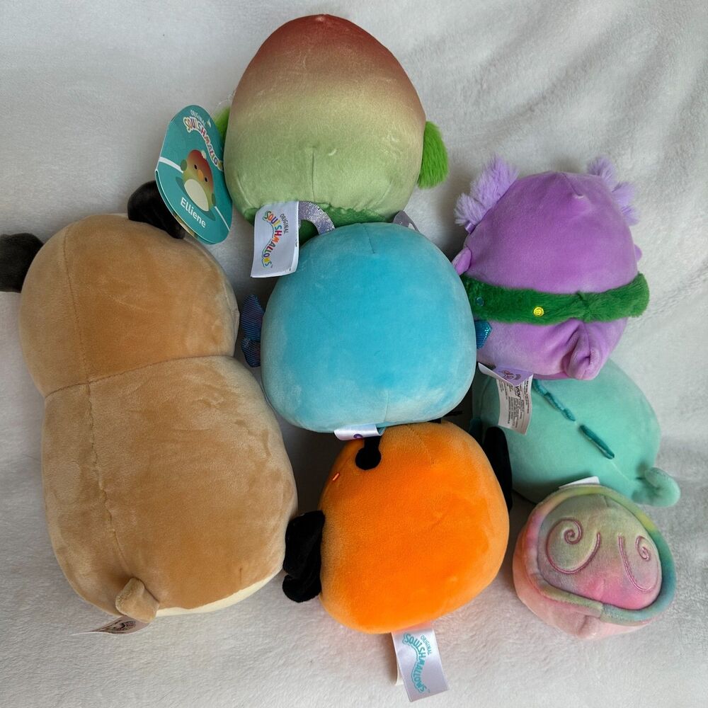 Lot of 7 Squishmallow Plush Toys Dog Parrot Butterfly Dragonfly Seahorse Axolotl - Picture 2 of 7